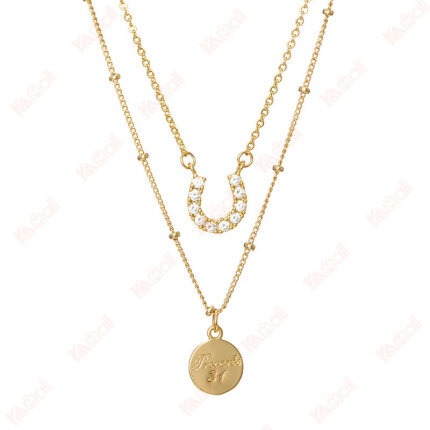 gold chain necklace simple rhinestones